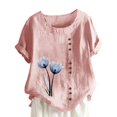 thumbnail image 1 of Birdeem Womens Summer Casual Round Neck Short Sleeve Printing Loose Shirt Tops, 1 of 1
