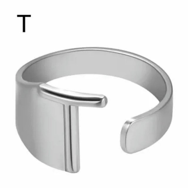 CUITING Fashion Adjustable Initial Alphabet Letter A-Z Ring Finger Rings Women Jewellery-Silver C