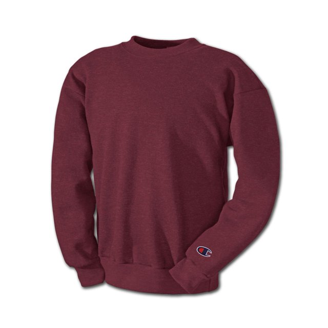 Champion Mens Double Dry Eco Fleece Crew, XL, Maroon Heather