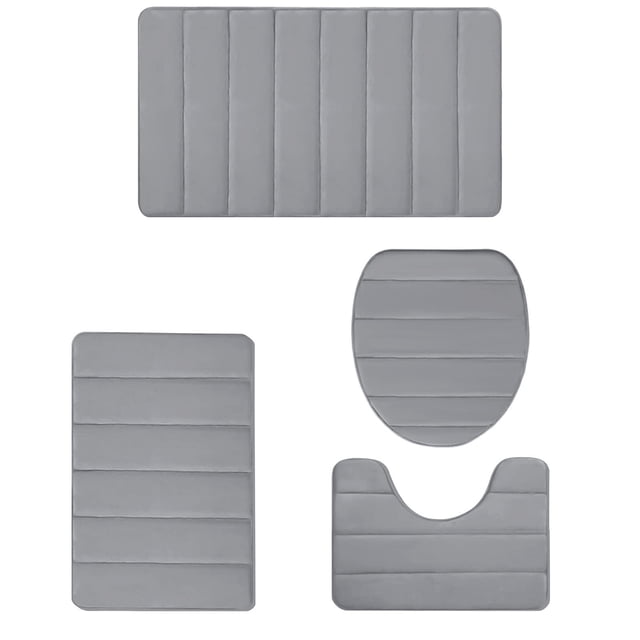 Qocolhg 4 Piece Bathroom Rugs Bath Mat Set, Memory Foam Bath Mats for Bathroom - Toilet Mats Water Absorption Non-Slip Washable Bathroom Rug Mats kitchen Mats For Floor