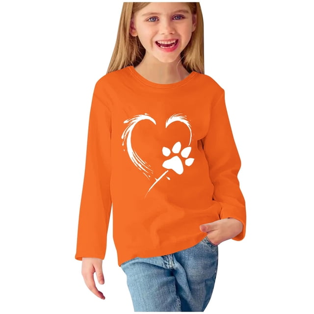 Birdeem Chemises à Manches Longues pour Filles Chemises à Manches Longues Imprimés Mignons Col Rond Hauts Blouses Décontractées Habillées Vêtements Chemises à Manches Longues pour Filles