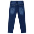 thumbnail image 2 of KIDSCOOL SPACE Kids Raw Edge Legs Elastic Band Inside Soft Washed Slim Jeans,Blue,13-14 Years, 2 of 6