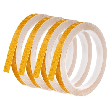 Unique Bargains 0.3' x 26 FT Reflective Tape High Viscosity Tape Waterproof Warning Roll Reflective Strip 4 Pcs Gold