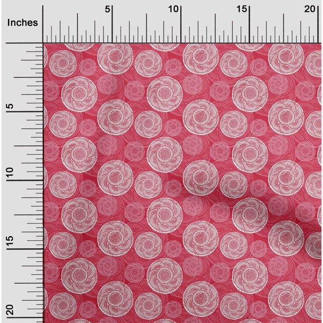 oneOone Silk Tabby Fabric Circle Block Print Fabric By The Yard 42 Inch Wide