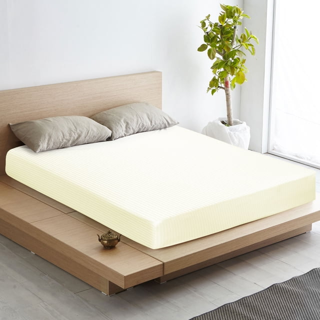 PiccoCasa Soft 100GSM Queen Striped Bed Fitted Sheets 16 Inch Deep Pocket Beige