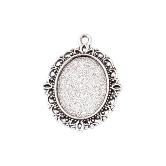 ZheElen 50pcs Pendant Base Oval Blank Cameo Gem Bases Alloy Blank Necklace Jewelry Setting Handmade Clothes Accessories Antique Bronze Antique Silver