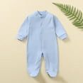 thumbnail image 1 of AherBiu Infant Clothes for Boys Girls Baby Rompers Button up Cotton Bodysuits Fall Winter Solid Color Casual Newborn Jumpsuits, 1 of 8