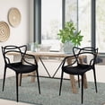 thumbnail image 1 of Master Style Plastic Chair Modern Mid Century, Indoor Outdoor Chair Patio Chair Kitchen Chair 18 Inch Seat Height Restaurant Chair Plastic Stackable Chair Side Bar Chair in Black Set 2, 1 of 5
