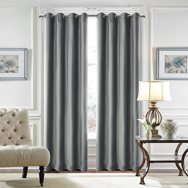 Innerwin Rideaux Protection UV Occultants Écoénergétiques de Luxe à Oeillets Couleur Unie Rideaux pour Fenêtre Gris Pâle L:42"Xh:96 Pouces