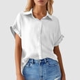 thumbnail image 2 of Chemise Décontractée pour Femme à Manches Chauve-Souris Unie avec Boutons et Poche à Manches Courtes, 2 of 4