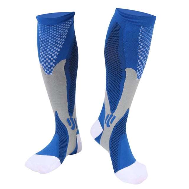 Tachiuwa 2 Pcs Manchons de Compression Anti-Fatigue Bas Bleus P-M