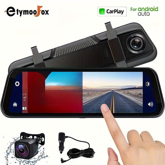 Car Dash Cam Wireless For IOS CarPlay & Wireless For Android Auto, 9.66 Inch IPS
