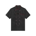 thumbnail image 4 of dPois Men Personalized Chef Coat With Hat Unisex Chef Jacket Kitchen Work Uniform Hotel Restaurant Workwear Black01 XL, 4 of 7