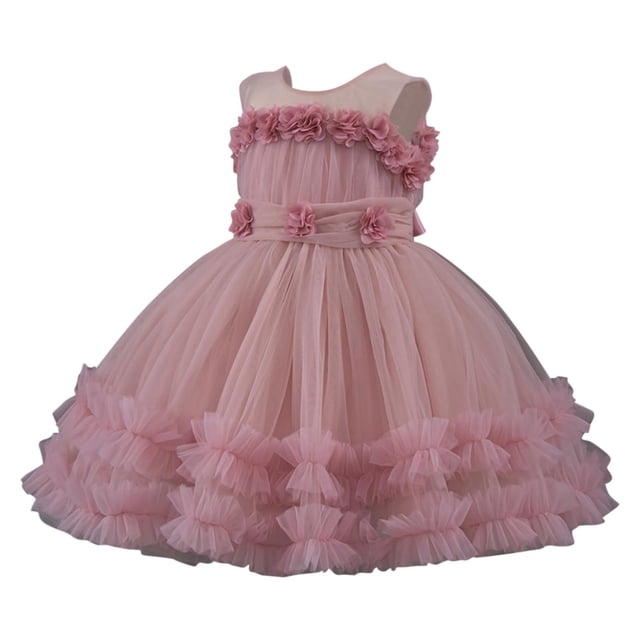 LOVZFMLL Jupe Princesse à Nœud pour Filles, Été, Manches Courtes, Volants, Dentelle, Col Rond, Broderie, en Maille