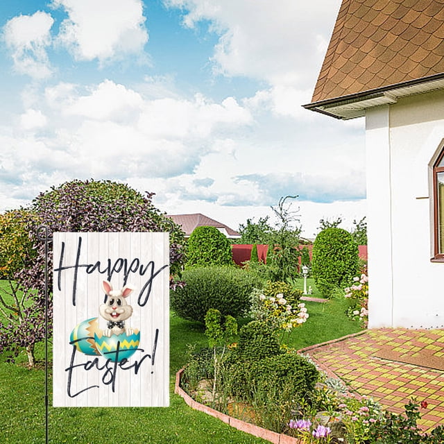 Matoen12 Easter Garden Sign 12x18 Inch Spring Garden Outdoor Sign Personalized Easter Decorations Double Sided Easter Yard Decoration Gift