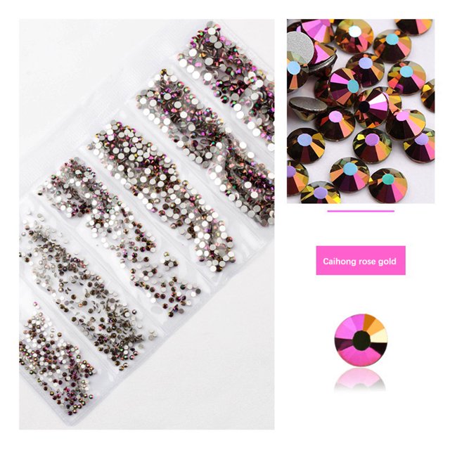 mmirethe Rhinestones Flat-Bottom Multi-faceted Sides DIY Handcraft Excellent Gloss Manicure Crystal Different Styles Mobile Phone Rainbow Rose Gold