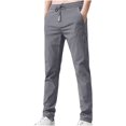thumbnail image 1 of Mens Casual Pant Elastic Waist Drawstring Lightweight Trousers Loose Straight Leg Solid Pants with Pockets Dark Gray XXXL, 1 of 4