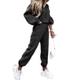 thumbnail image 2 of Innerwin Sweatsuits Hoodies Ladies Two Piece Outfit Sports Long Sleeve Loose Fit Jogger Set Black M, 2 of 3
