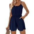 thumbnail image 2 of Timegard Rompers for Women Scoop Neck Elastic Waist Short Jumpsuit Casual Comfy Solid Color Outfits, 2 of 9