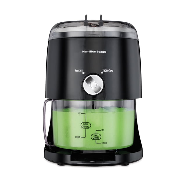 Hamilton Beach Friandises Glacées Maker 68506 Rasoir à Glace Noir avec Bol Mélangeur Transparent Rempli de Slush Vert, Cadran avant pour modes Slush Ou Cornet de Neige, et Repères de Mesure pour Grandes et Petites Portions, Idéal pour Préparer des Boissons Glacées à la Maison.