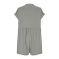 thumbnail image 3 of AherBiu Wide Leg Jumpsuits for Women Short Sleeve Half Button V Neck Short Rompers 1 Piece Summer Outfits, 3 of 5