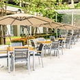 thumbnail image 2 of Costway 10' Hanging Solar LED Umbrella Patio Sun Shade Offset Market W/ Base Beige, 2 of 9