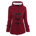 thumbnail image 1 of Fiogavroetic Women Color Horn Buttons Cardigan Padded Hooded Coat Jacket Overcoat, 1 of 3