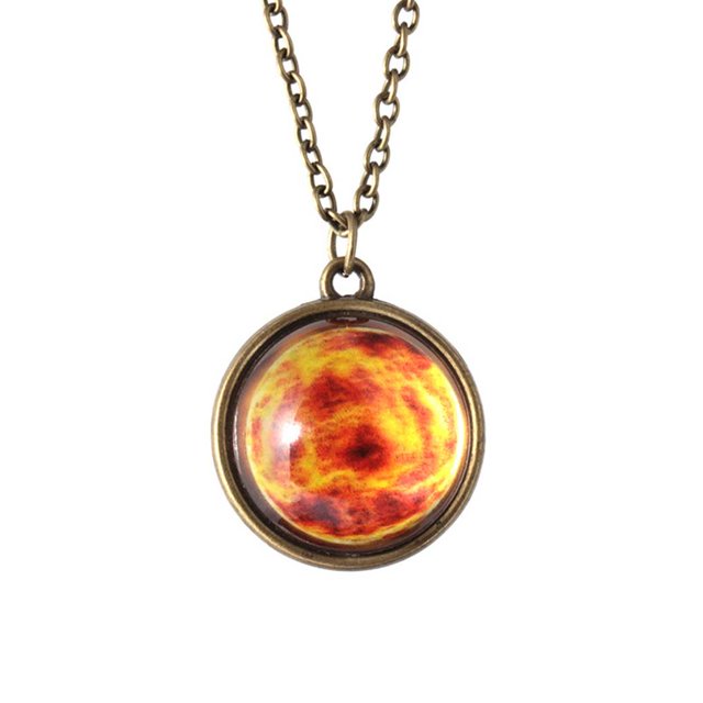 Collier Pendentif Rond Double Système Solaire Dôme en Verre Dôme Espace Collier Lumineux