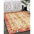 thumbnail image 2 of Ahgly Company Indoor Round Abstract Brown Gold Oriental Area Rugs, 7' Round, 2 of 6