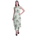 thumbnail image 1 of Moomaya Ensemble Kurta et Pantalon Sans Manches pour Femmes à Col Peter Pan Imprimé, Ensemble Ethnique 2 Pcs, 1 of 6