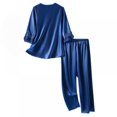 thumbnail image 2 of Pyjama en Satin de Soie pour Femmes Manches 3/4 Ensemble de Détente Deux Pièces, 2 of 5