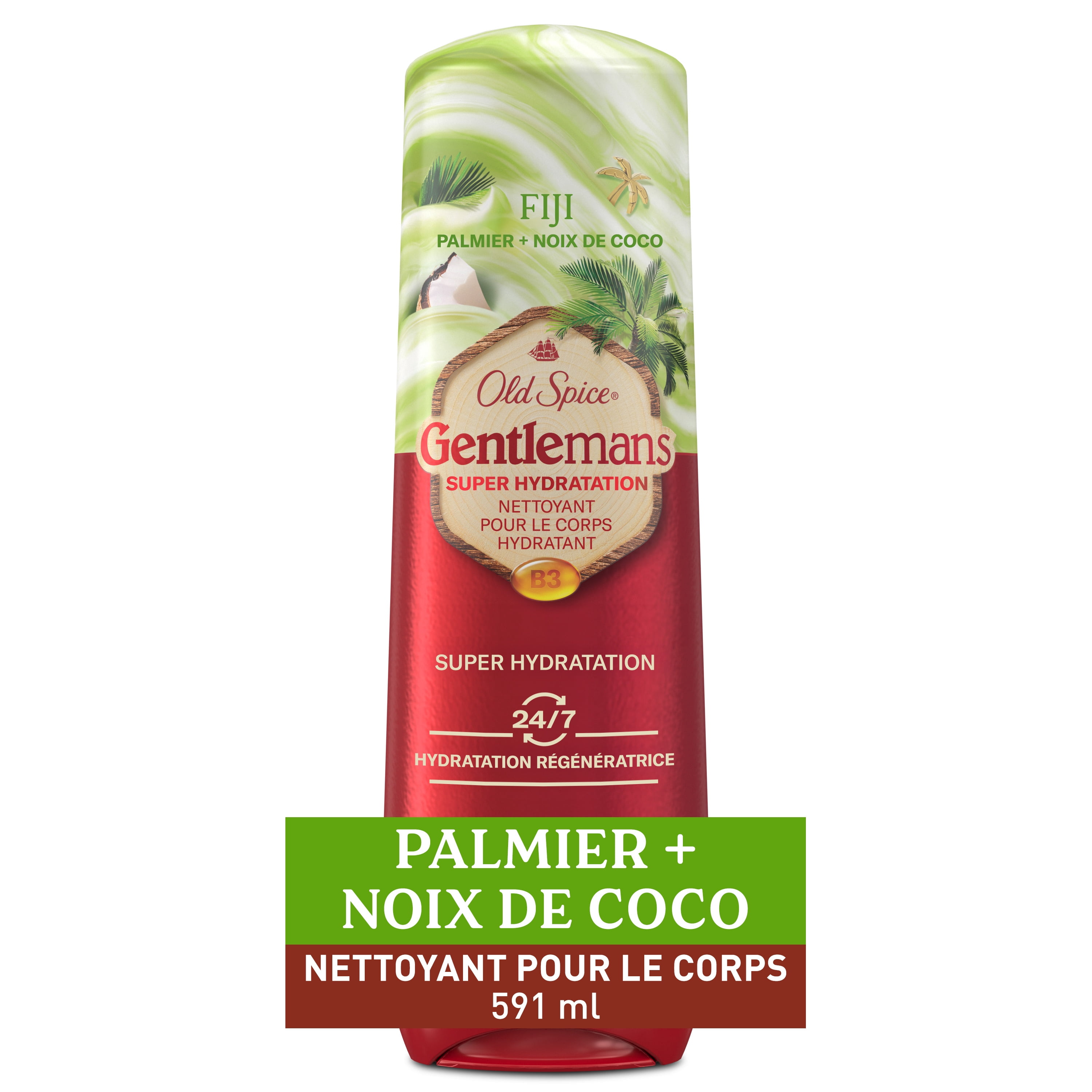 Nettoyant pour le corps pour hommes Old Spice Super Hydratation, Fiji avec palmier et noix de coco, hydratation régénératrice 24 heures sur 24, 7 jours sur 7, 591 mL (20 oz)