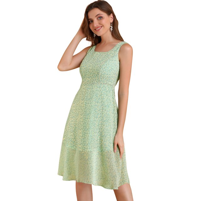 INSPIRE CHIC Robe Midi Sans Manches Vintage à Imprimé Cerise pour Femmes