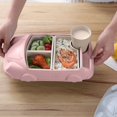 thumbnail image 5 of Assiette pour Enfants, Vaisselle pour Enfant Portable Antidérapant, Set Repas Bébé Ventouse Voiture De Dessin Animé pour La Plupart des Tables Et des Chaises Hautes (Rose), 5 of 5