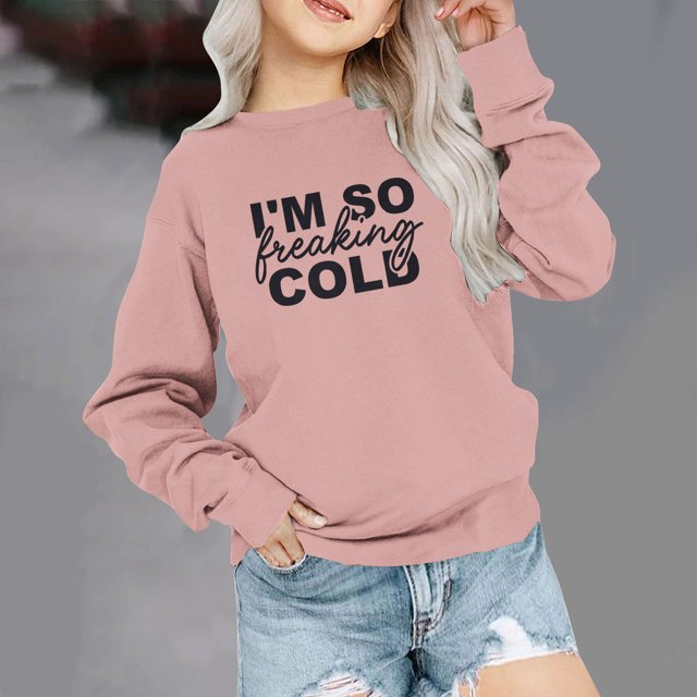 Mefallenssiah Sweat-Shirt Surdimensionné à Col Rond pour Filles Mode Enfants Manches Longues Pull 1-12 Ans