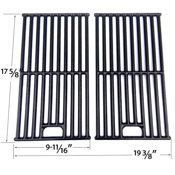 Replacement Porcelain Cast Cooking Grates For Dyna Glo DGB730SNB, SH3118B, SH3118B, MS-3B-PG Gas Models, Set of 2