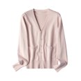 thumbnail image 1 of MAWCLOS Ladies Cardigan Sweater Long Sleeve Outwear V Neck Coat Soft Travel Button Down Jacket Apricot 2XL, 1 of 2