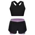 thumbnail image 1 of MSemis Kids Girls 2pcs Sports Set Keyhole Cross Back Tank Tops and Shorts Set For Yoga Gymnastics Dance Light Purple 14, 1 of 4