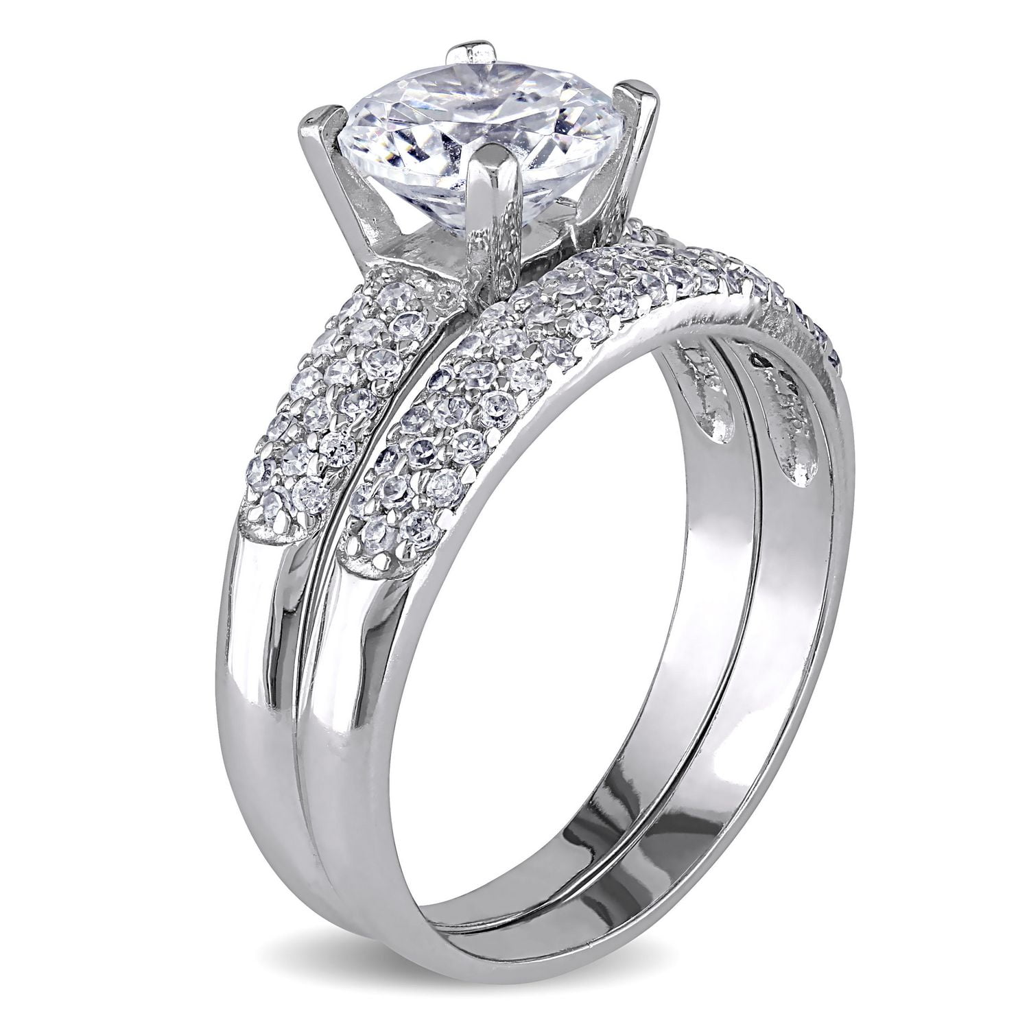 Ensemble nuptial avec zircons cubiques de 4,38 ct PBT en argent sterling de Miabella