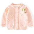 thumbnail image 2 of Toddler Girl Sweater Bow Solid Color Baby Knitted Sweater Cardigan Pinks 3 Months, 2 of 8
