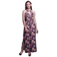 thumbnail image 1 of Bimba Robe Longue Décontractée à Col Licou pour Femme avec Fentes Latérales, Imprimée, Tenue de Soirée - Grand, 1 of 6