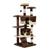 PawHut 53" Cat Tree Tower, Large Cat Condo Furniture - Brown