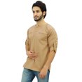 thumbnail image 2 of Atasi Kurta pour Homme à Col Rond en Coton, Manches Retroussables, Chemise Brune - XX-Grand, 2 of 7