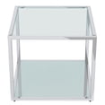 thumbnail image 3 of Contemporary Metal and Glass Large Square Coffee Table - Silver, 3 of 7
