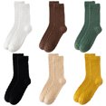 thumbnail image 1 of Women Crew Socks Simple 6 Pairs Solid Color Cotton Socks Winter Socks for Girls, 1 of 10