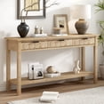 thumbnail image 1 of NEW 60'' Fir Veneer Entryway Table with Honeycomb-patterned Fronts,Modern Stylish Console Table with 3 Drawers and Solid Fir legs,Suitable for Living Room,Entryway, Hallway, Study, Foyer, 1 of 9