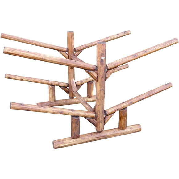 4-place Log Kayak Rack Natural