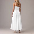 thumbnail image 4 of Amzcrzy Robes pour Femmes Couleur Unie Bretelles Spaghetti Robe d'Été Décontractée Col Rond Sans Manches Robes Soleil pour Femmes Tendance à Étages Fluide Robes Maxi avec Poches, 4 of 8