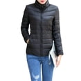 thumbnail image 1 of UKAP Ladies Puffer Jacket Solid Color Coat Stand Up Collar Down Jackets Packable Work Outwear Black 4XL, 1 of 3