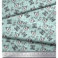 thumbnail image 2 of Soimoi Green Velvet Fabric Coffee & CHill Text Decor Fabric Printed Yard 58 Inch Wide, 2 of 5